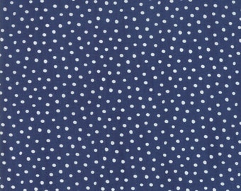 Snow Day Snow Dots in Night Sky Blue, Stacy Iest Hsu, 100% Cotton Fabric, Moda Fabrics, 20637 18