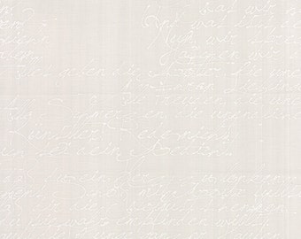 LAST PIECE Fat Quarter Modern Background Paper Handwriting White on Fog, Brigitte Heitland, Zen Chic, Moda Fabrics, 100% Cotton, 1580 22