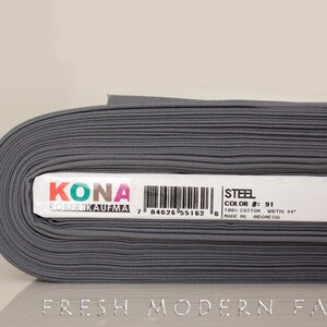 Steel Kona Cotton Solid Fabric from Robert Kaufman, K001-91 image 2