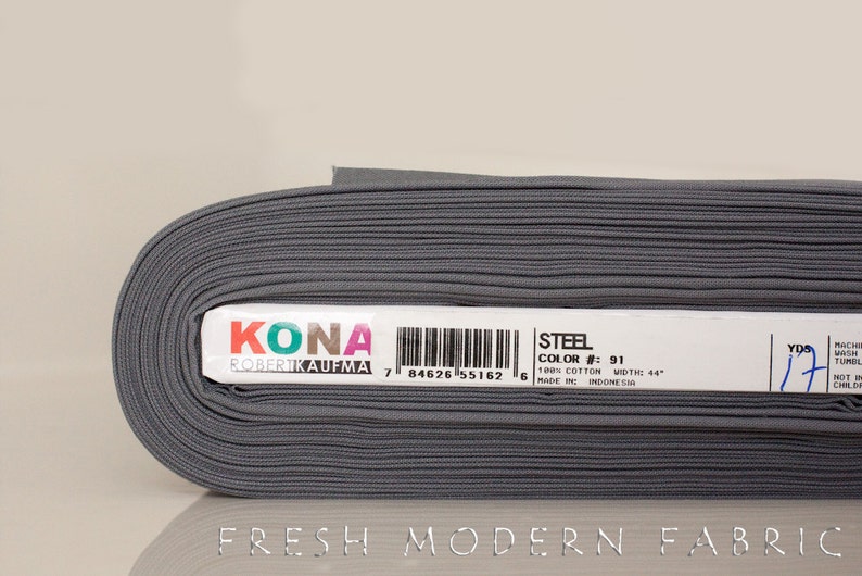 Steel Kona Cotton Solid Fabric from Robert Kaufman, K001-91 image 2