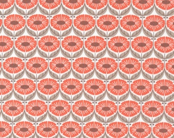 LAST PIECE Fat Quarter Wildwood Full Bloom in Coral, Elizabeth Olwen, 100% GOTS-Certified Organic Cotton, Cloud9 Fabrics, 124405