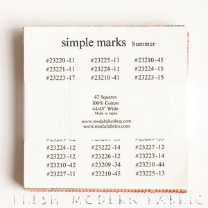 Simple Marks Summer Charm Pack, Malka Dubrawsky, Moda Fabrics, Pre-Cut Fabric Squares, 23221PP image 5