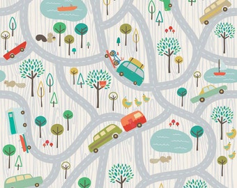 Scenic Route Travel in Gray, Deena Rutter, Riley Blake Designs, 100% Cotton Fabric, C3660-GRAY