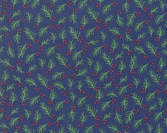 DERNIÈRE PIÈCE Fat Quarter Snow Day Winter Foliage in Night Sky, Stacy Iest Hsu, tissu 100% coton, Moda Fabrics, 20636 18