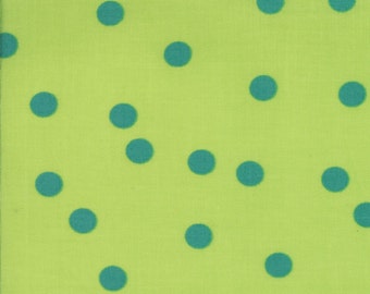 Barcelona Rain Dots in Lime, Brigitte Heitland, Zen Chic, Moda Fabrics, 100% Cotton Fabric, 1535 30