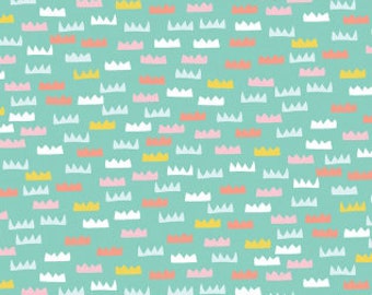 Pine Grove Crowns in Turquoise, Dear Stella Fabrics, 100% Cotton Fabric, Stella-700 Turquoise