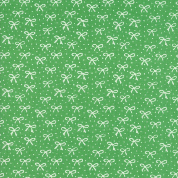 Stacy Iest Hsu Bows in White Aqua Sold by the Half Yard Moda Blue Bows Best Friends Forever