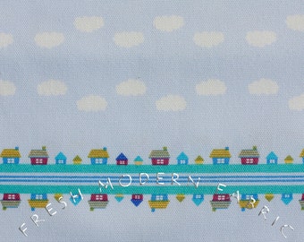 Toy Poodle House Stripe in Pale Blue, Kinkame for Clothworks, Oxford Cotton Fabric