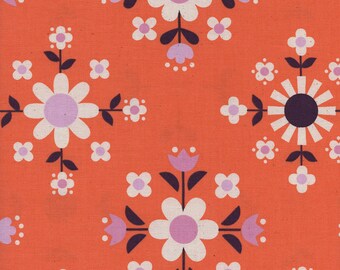 LAST PIECE Fat Quarter Welsummer Florametry in Sweet Orange, Kim Kight, Cotton and Steel, RJR Fabrics, 100% Cotton Fabric, 3057-01