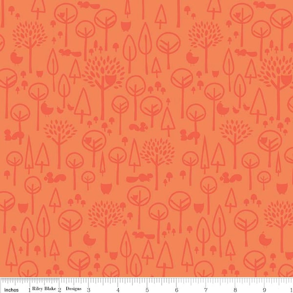 Scenic Route Trees in Orange, Deena Rutter, Riley Blake Designs, 100% Cotton Fabric, C3663-ORANGE