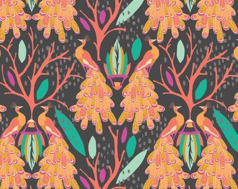 Affinity Peacock Dream in Charcoal, Jessica Swift, Blend Fabrics, 100% Cotton Fabric, 111.107.02.1