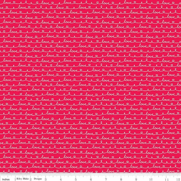 LAST PIECE Half Yard Lovebugs Red Text, Doodlebug Design, Cynthia Sandoval, Riley Blake Designs, 100% Cotton Fabric, C5054-RED