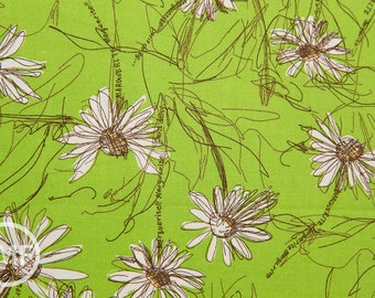 Suzuko Koseki Small Marguerite Daisy in Lime Green, Yuwa Fabric, SZ826012D, 100% Cotton Japanese Fabric