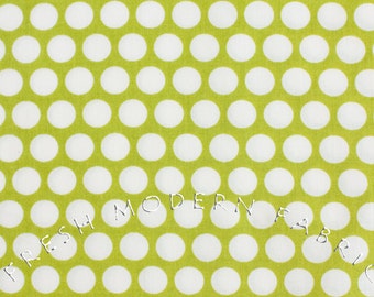 Reverse Dots in Lime Green, Mod Basics, Birch Fabrics, 100% Certified Organic Cotton