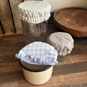 Tapa reutilizable para masa madre / Tapa de tela hecha a mano / Tapa para hornear y fermentar pan / Regalo ecológico para la cocina
