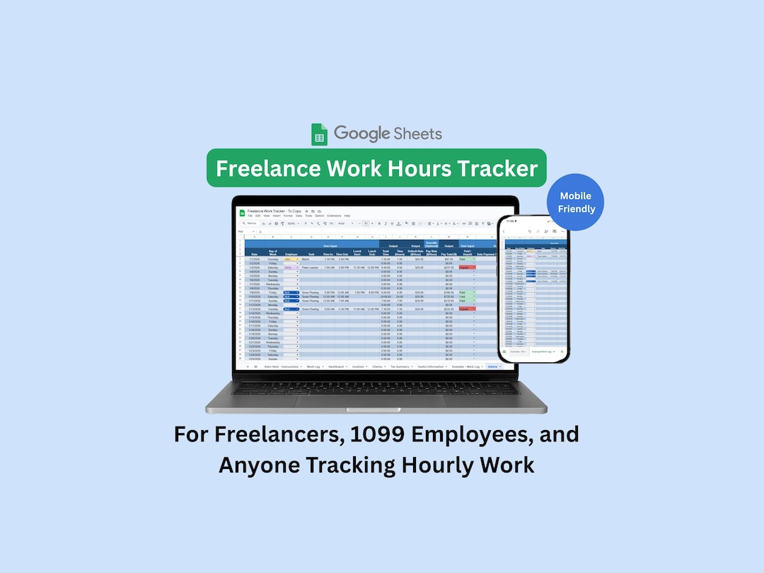 Freelance Income & Hour Tracker Spreadsheet | 1099 Contractor Client ...