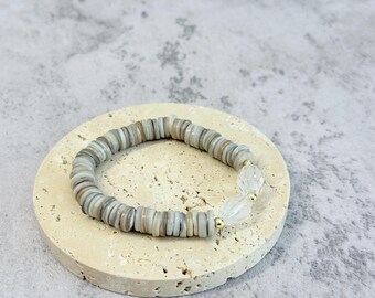 Natural Stone Beaded Stretch Bracelet: Handmade Gemstone Jewelry