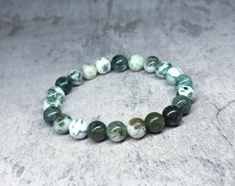 Unisex Green & White Beaded Bracelet – Handmade Boho Jewelry