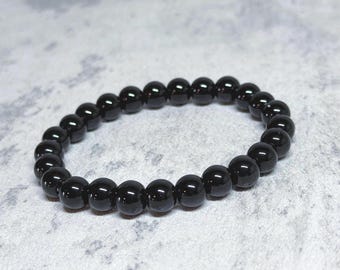 8mm Black Onyx Bracelet – Handmade Unisex Stone Jewelry