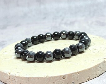 Hematite & Obsidian | Unisex Protection, Grounding | Handmade Everyday Bracelet 8mm