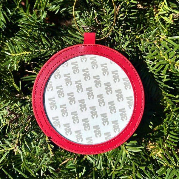 Needlepoint Self Finishing Round Leather Ornament