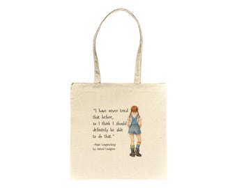 I have never tried that before...Pippi Longstocking quote bag.