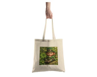 St Paddy's Day Tote Bag – Irish Leprechaun Graphic Print
