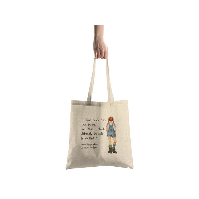 I have never tried that before...Pippi Longstocking quote bag. image 3