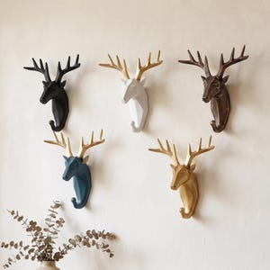 Geometric Deer Head Wall Hook, Nordic Style Coat Rack, Solid Resin Entryway Organizer