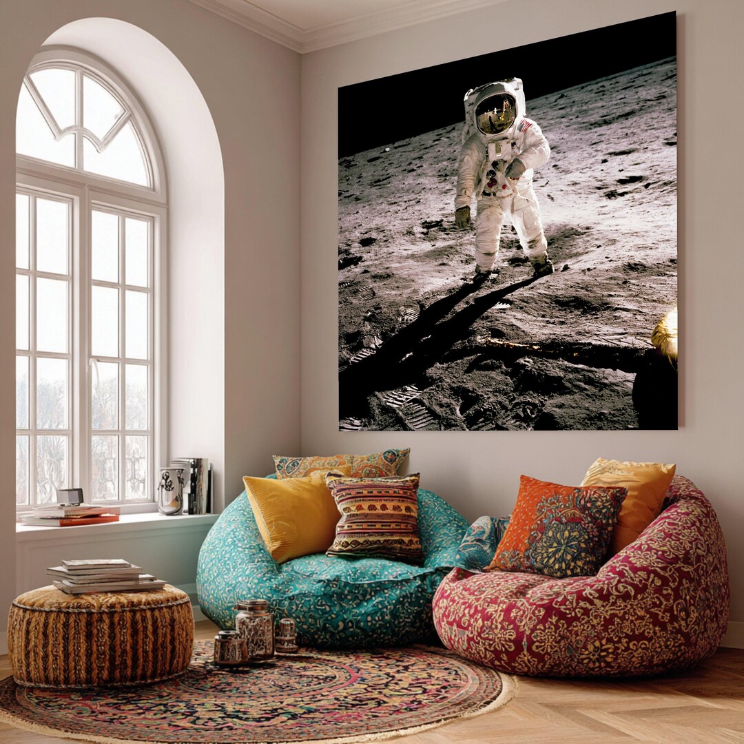 Historic Moonwalk Astronaut Canvas Wall Art, Space Exploration Art ...