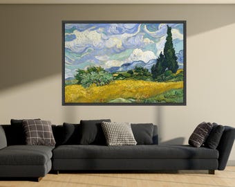 束のある麦畑 - ヴィンセント・ヴァン・ゴッホの手描きの油絵複製、夏