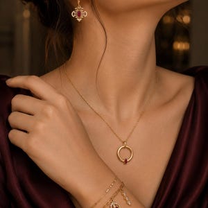 Ruby Red Crystal Jewelry Set, Gold Necklace Bracelet Earrings, Vintage Inspired Elegance
