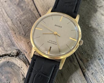 Anker Goldplated Watch: 17 Jewels Antimagnetic Mechanical Wristwatch