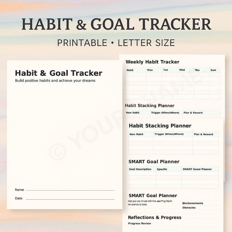 Weekly Habit & Goal Tracker: Printable PDF Planner - Etsy