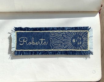 Custom Embroidered Bookmark | Personalised Denim Bookmark | Unique Reader Gift | Handmade Book Accessory