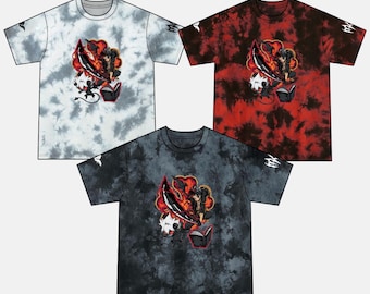 Asta black, red, and grey tie-dye shirt (S,M,L,XL)