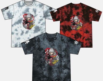 Rudo black, red, and grey tie-dye shirt (S,M,L,XL)
