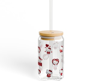 Hello Kitty Sipper | 16oz Glass Tumbler with Straw