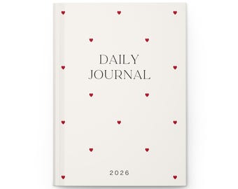 Daily Journal Red Hearts Hardcover