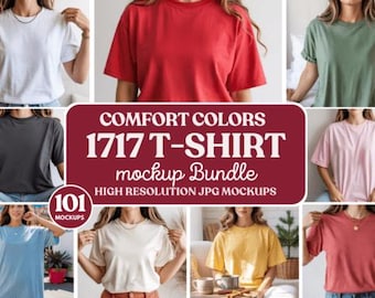 Zestaw makiet koszulek Comfort Colors 1717, wysoka rozdzielczość (PSD i PNG)