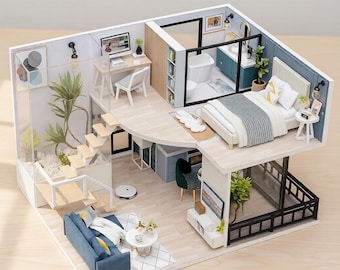 DIY Miniature Dollhouse Kit: LED Lights & Music, Craft Project