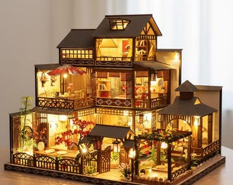 DIY Wooden Dollhouse Kit with Furniture – 1:24 Miniature Collectible House, Christmas Gift for Adults