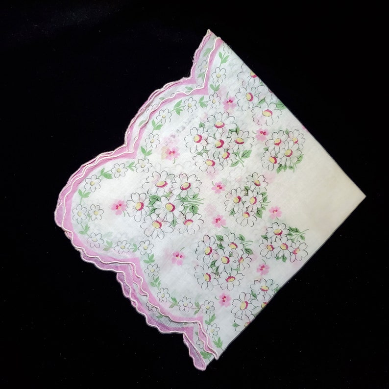 Vintage Set Of 3 Ladies Floral Handkerchiefs Hankie Hanky Pocket Squares image 2