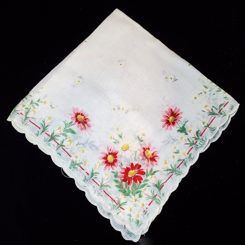 Vintage Set Of 3 Ladies Floral Handkerchiefs Hankie Hanky Pocket Squares image 3