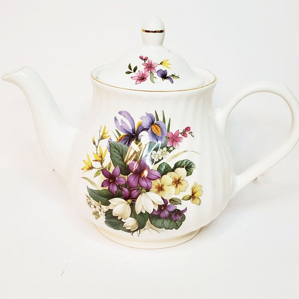 Arthur Wood and Son Staffordshire Floral Teapot Made in England #6410