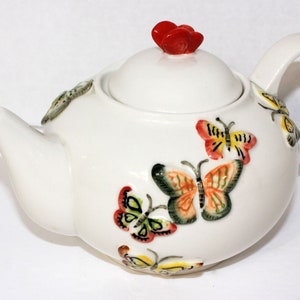 Pier 1 Imports Ceramic Butterfly Porcelain Teapot w/ Lid