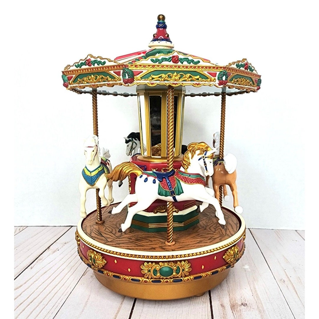 Mr Christmas Holiday Carousel Merry Go Round Works 1996 No Box Etsy Mr christmas holiday carousel merry go round works 1996 no box etsy