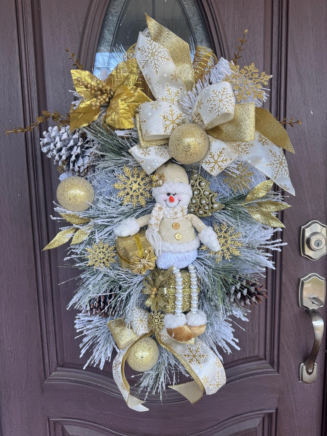 Snowman Christmas Door Swag – Winter Wonderland Holiday Decor - Etsy
