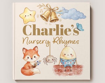 Boek met gepersonaliseerde kinderliedjes voor babyshowers, aangepast kraamcadeau, aandenken verhalenboek voor kinderen
