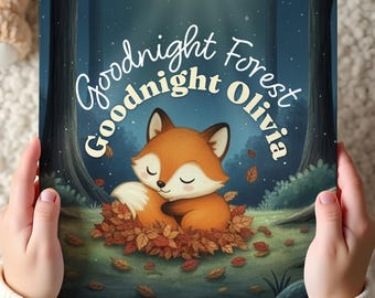 Gepersonaliseerde Goodnight Forest-verhalenboek, bosdieren, aangepaste naamaandenken